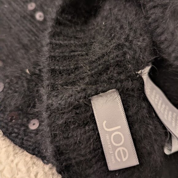 Black Angora Sequin Beanie Joe Fresh O/S Soft Fluffy - Picture 5 of 7